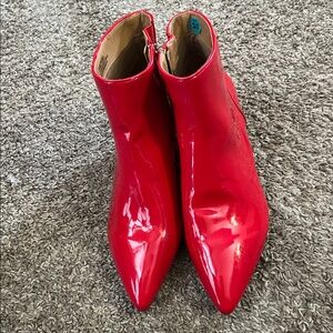 Comfortview Red Patent Leather Ankle Boots